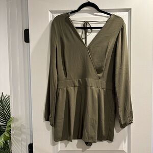 Olive Green Long Sleeve Romper